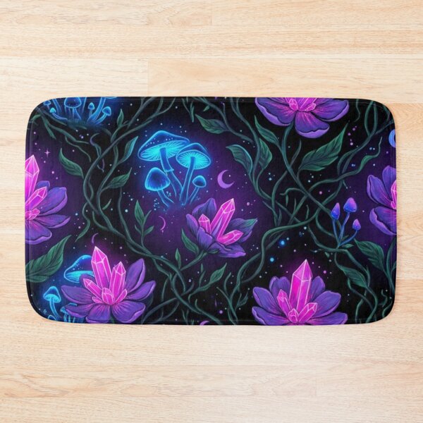 Item preview,  Magic in Bloom - Neon Crystal Flowers & Glowing Mushrooms Pattern designed and sold by InnerwayStudio.