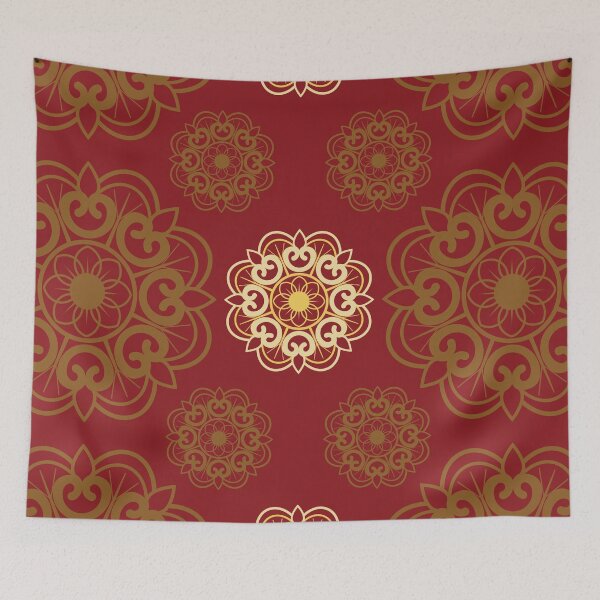Item preview, Red Gold Mandala Wall Art-Indian Pakistani Floral Decor for Festive Home designed and sold by CHANCHANAI.