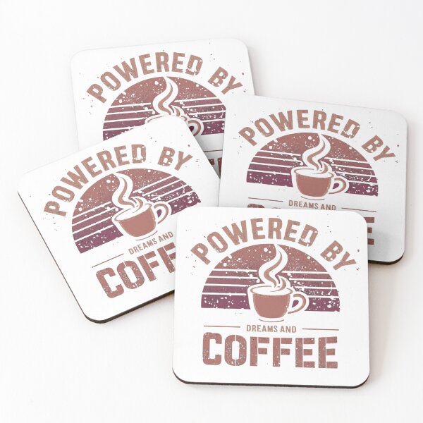 Item preview, Vintage Powered by Dreams and Coffee Retro Sunset designed and sold by "Positive Vibes & Daily Lifestyle".