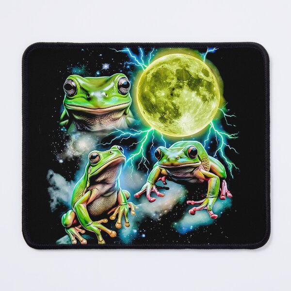 Item preview, Three Tree Frogs Green Moon Lightning Night Sky Retro 80s Wild Animal designed and sold by graphixpolash.