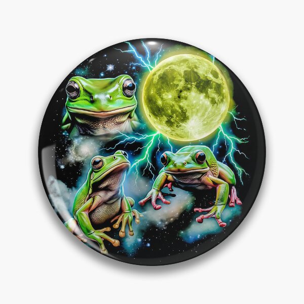 Item preview, Three Tree Frogs Green Moon Lightning Night Sky Retro 80s Wild Animal designed and sold by graphixpolash.