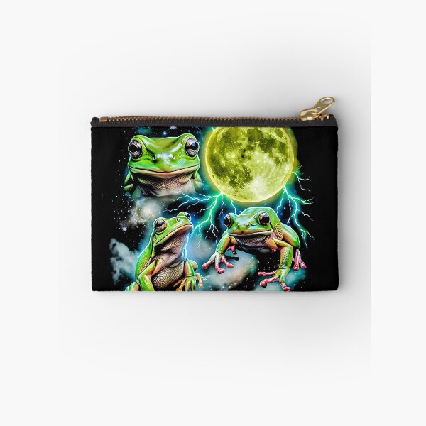 Item preview, Three Tree Frogs Green Moon Lightning Night Sky Retro 80s Wild Animal designed and sold by graphixpolash.