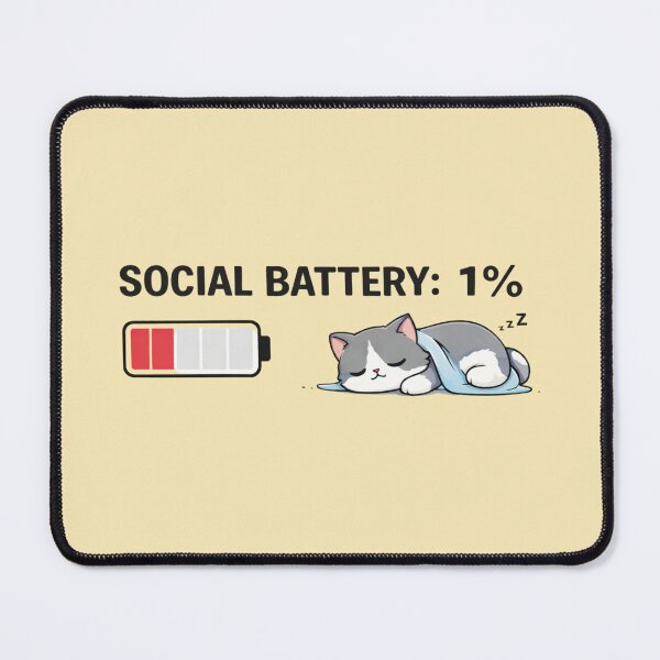 Item preview, Social Battery 1% Cat – Introvert Funny Meme Shirt designed and sold by Mojibebe.
