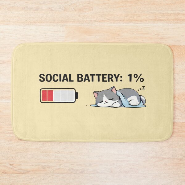 Item preview, Social Battery 1% Cat – Introvert Funny Meme Shirt designed and sold by Mojibebe.