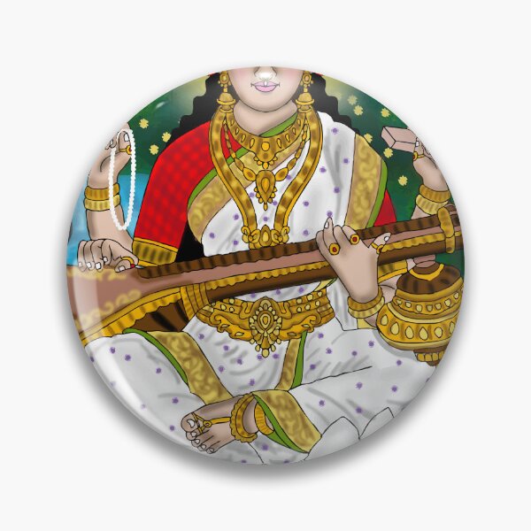 Item preview, Goddess Saraswati Artwork – Hindu Goddess of Wisdom Illustration designed and sold by Harshit_Digital_Arts.