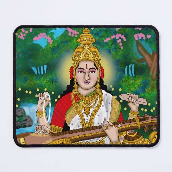Item preview, Goddess Saraswati Artwork – Hindu Goddess of Wisdom Illustration designed and sold by Harshit_Digital_Arts.