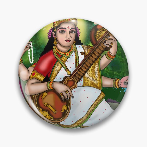 Item preview, Maa Saraswati Spiritual Illustration – Hindu Goddess Art Design designed and sold by Harshit_Digital_Arts.