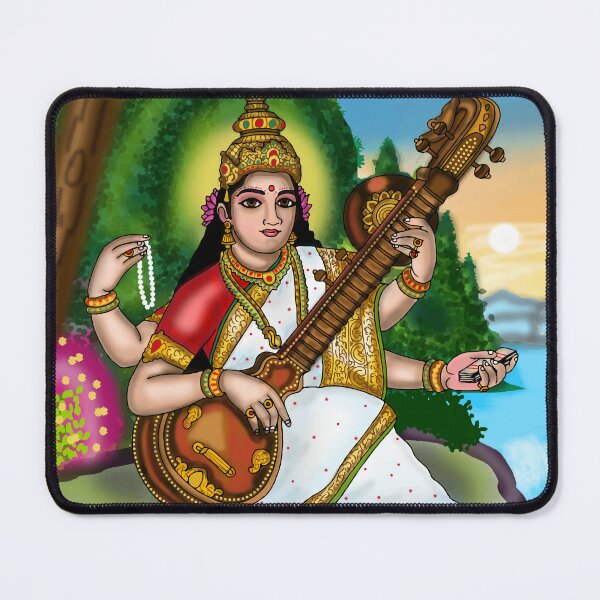 Item preview, Maa Saraswati Spiritual Illustration – Hindu Goddess Art Design designed and sold by Harshit_Digital_Arts.