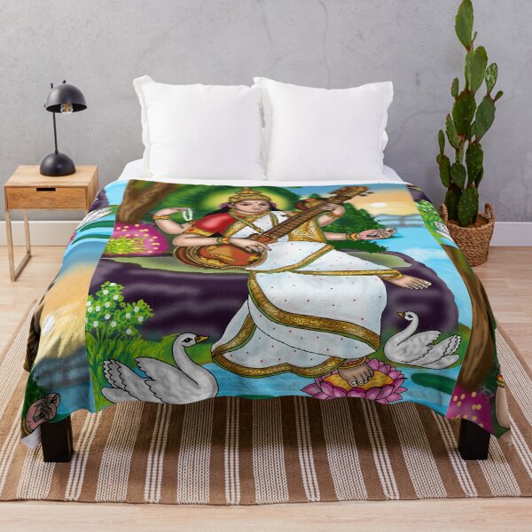 Item preview, Maa Saraswati Spiritual Illustration – Hindu Goddess Art Design designed and sold by Harshit_Digital_Arts.