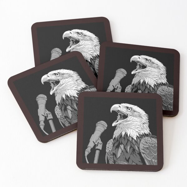 Item preview, Singing Bald Eagle with Microphone | Black and White Funny Wildlife Music Art designed and sold by inkoutninja.