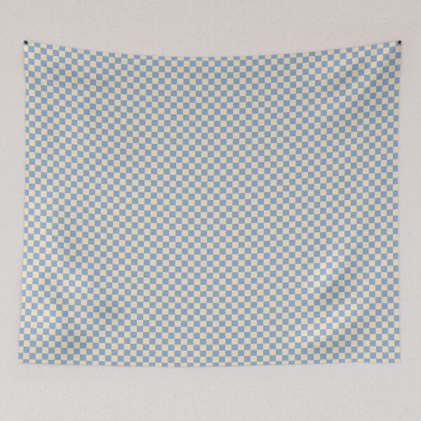 Item preview, Danish Pastel Blue and Yellow Checkerboard Pattern, Aesthetic Cornflower Blue and Pale Yellow Checkerboard, Soft Pastel Blue and Butter Yellow Gingham Check designed and sold by VivaFy.