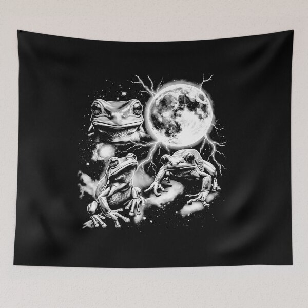 Item preview, Three Tree Frogs Green Moon Lightning Night Sky Retro 80s Wild Animal Graphic  designed and sold by graphixpolash.
