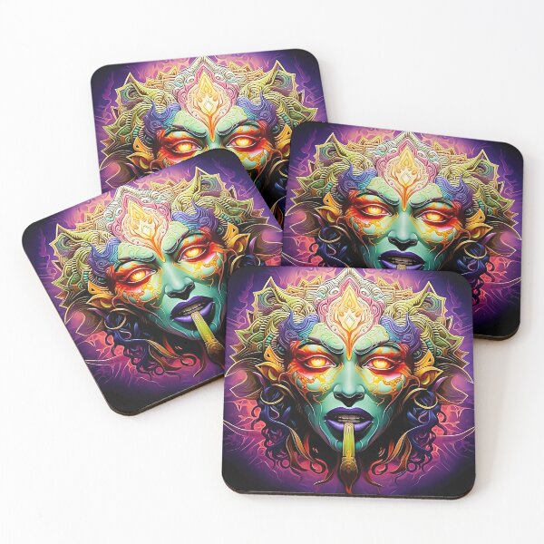 Item preview, Mystical Cosmic Goddess – Psychedelic Neon Trippy Portrait designed and sold by Dominik1994.