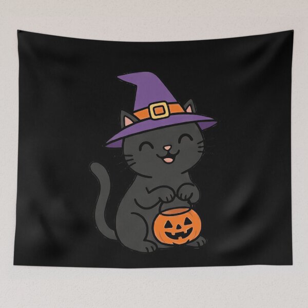 Item preview, Kawaii Black Cat Witch Halloween Pumpkin designed and sold by k3rstman1.