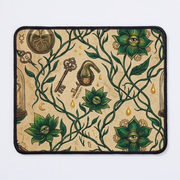 Item preview, The Alchemist's Greenhouse - Vintage Dark Academia Botanical Pattern designed and sold by InnerwayStudio.