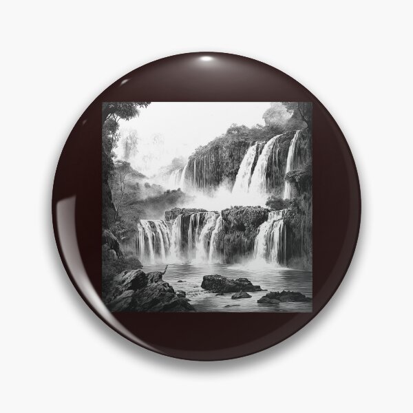 Artikelvorschau, Majestätische Wasserfalllandschaft | Schwarz-Weiß-Naturfotografie entworfen und verkauft von inkoutninja.