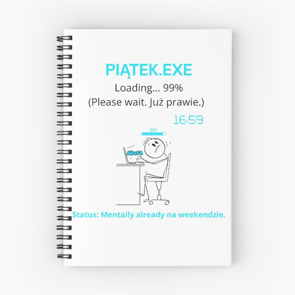 Item preview, White Piątek EXE Loading 99% - Funny Polinglish Office Humor Gift Friday Mood designed and sold by VibePolinglish.