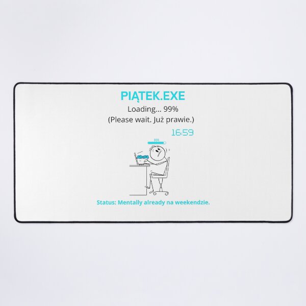 Item preview, White Piątek EXE Loading 99% - Funny Polinglish Office Humor Gift Friday Mood designed and sold by VibePolinglish.