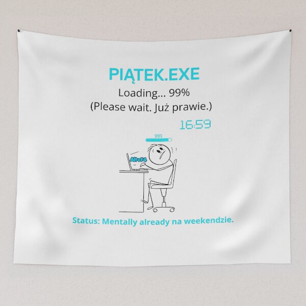 Item preview, White Piątek EXE Loading 99% - Funny Polinglish Office Humor Gift Friday Mood designed and sold by VibePolinglish.