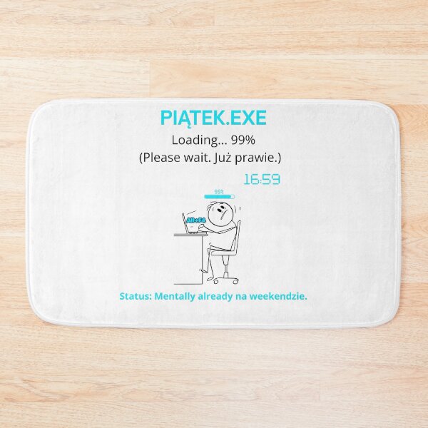 Item preview, White Piątek EXE Loading 99% - Funny Polinglish Office Humor Gift Friday Mood designed and sold by VibePolinglish.