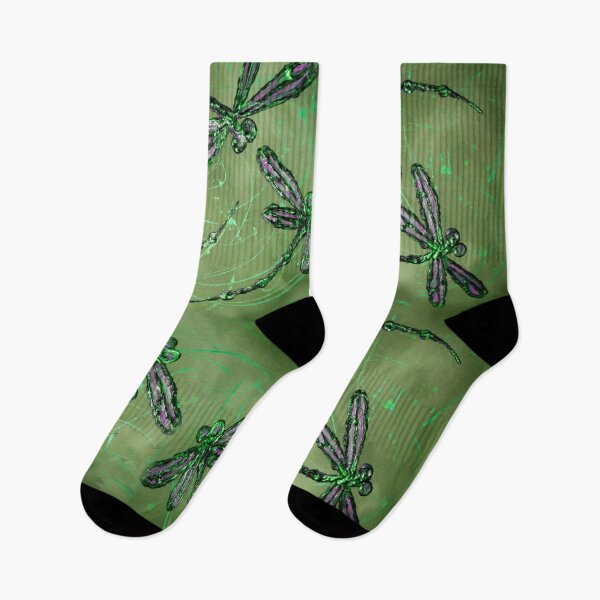 Item preview, Purple Winged Dragonflies on Soft Lime Background designed and sold by lyndseyart.
