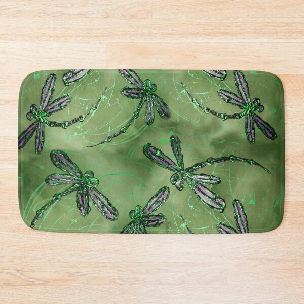 Item preview, Purple Winged Dragonflies on Soft Lime Background designed and sold by lyndseyart.