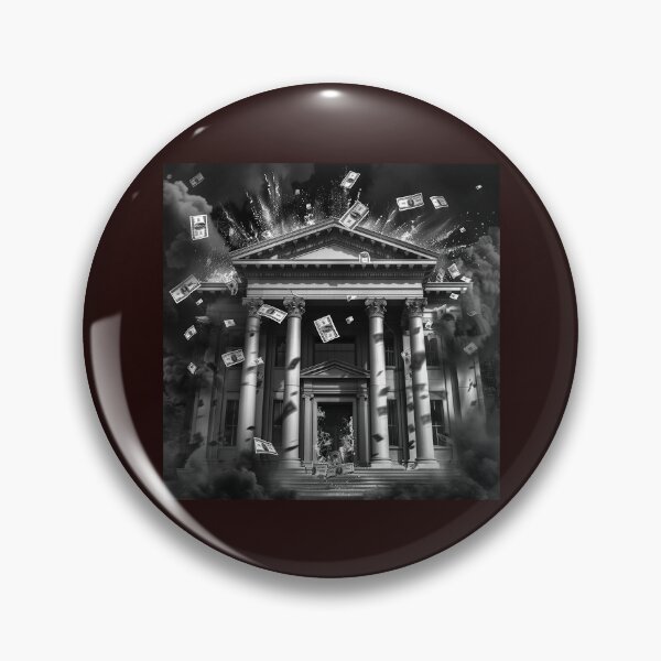 Item preview, Exploding Bank with Flying Cash | Black and White Money Chaos Art designed and sold by inkoutninja.