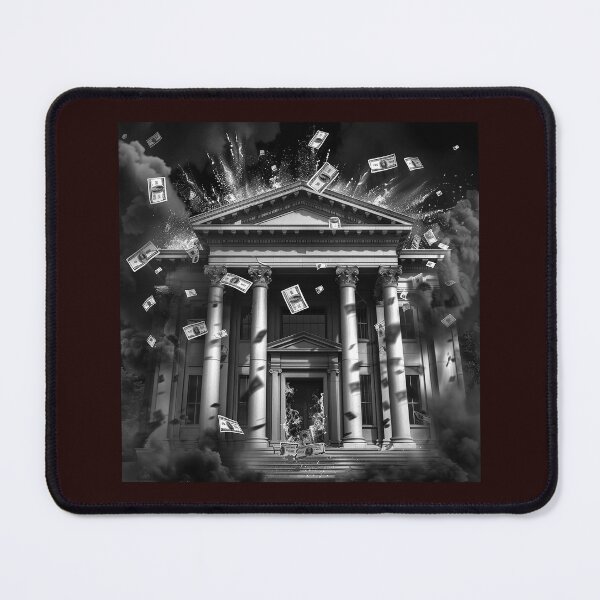 Item preview, Exploding Bank with Flying Cash | Black and White Money Chaos Art designed and sold by inkoutninja.