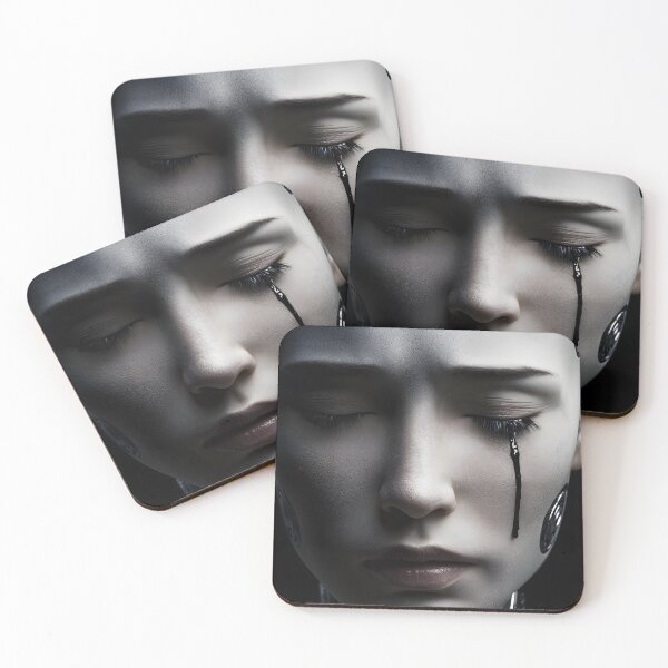 Item preview, Android Portrait Black Tear Dark Sci Fi designed and sold by cyberartmaker.