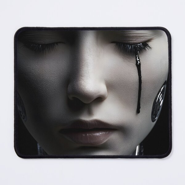 Item preview, Android Portrait Black Tear Dark Sci Fi designed and sold by cyberartmaker.