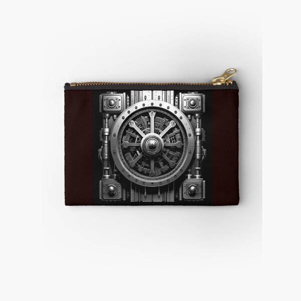 Item preview, Vintage Steel Bank Vault Door | Black and White Industrial Security Art designed and sold by inkoutninja.