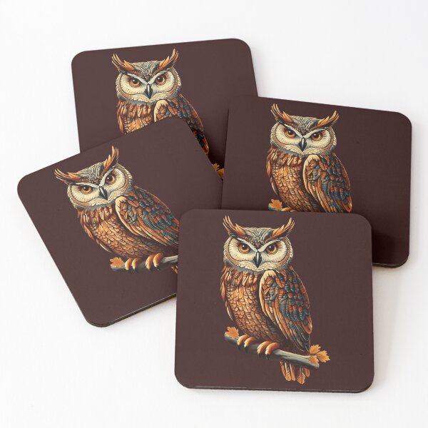 Item preview, Warm-Colored Owl on a Branch | Autumn Colors designed and sold by UnhingedBird.