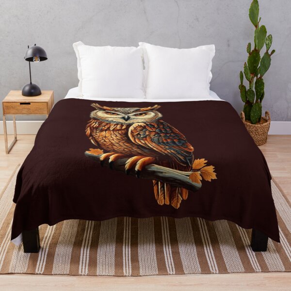 Item preview, Warm-Colored Owl on a Branch | Autumn Colors designed and sold by UnhingedBird.