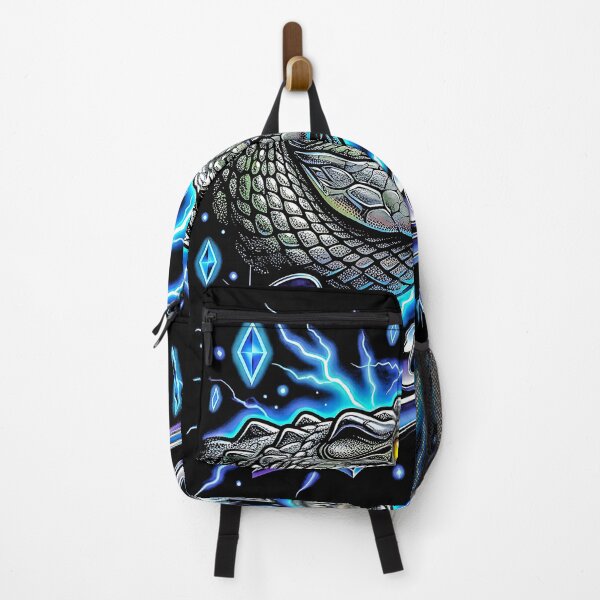 Item preview, Crocodile Chrome Script Gray Head Blue Lightning Diamond Stars Retro 80s  designed and sold by graphixpolash.