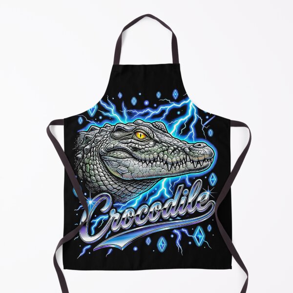 Item preview, Crocodile Chrome Script Gray Head Blue Lightning Diamond Stars Retro 80s designed and sold by graphixpolash.