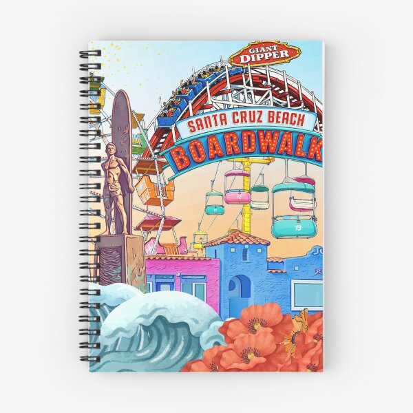 Item preview, Santa Cruz Boardwalk Vintage Travel Art – California Beach Surf Gift, Giant Dipper, Coastal Summer Illustration designed and sold by Day-dreamin26.