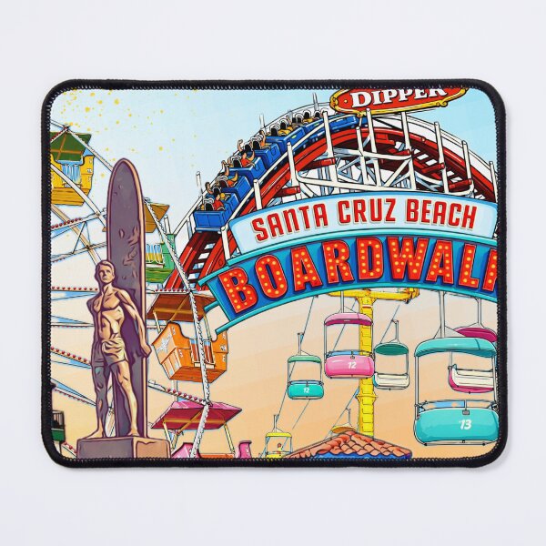 Item preview, Santa Cruz Boardwalk Vintage Travel Art – California Beach Surf Gift, Giant Dipper, Coastal Summer Illustration designed and sold by Day-dreamin26.