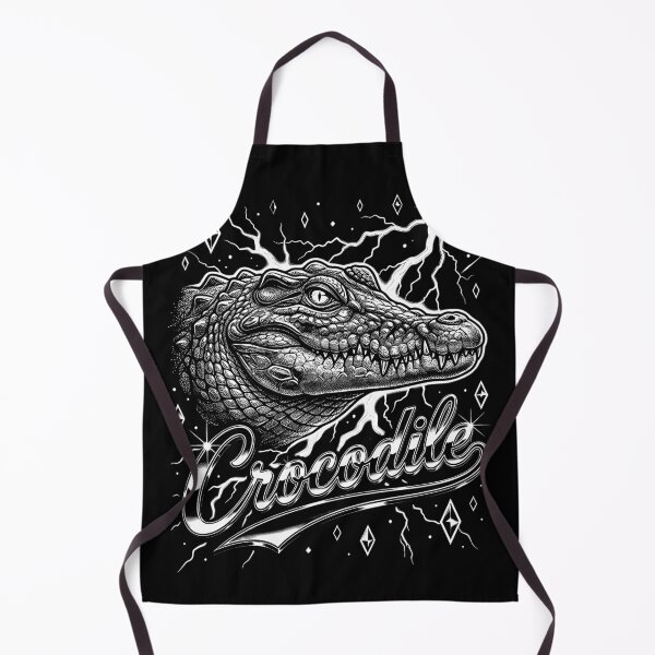 Item preview, Crocodile Chrome Script Gray Head Blue Lightning Diamond Stars Retro 80s designed and sold by graphixpolash.