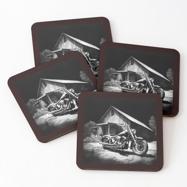 Item preview, Classic Motorcycle by Rustic Barn | Black and White Vintage Americana Art designed and sold by inkoutninja.