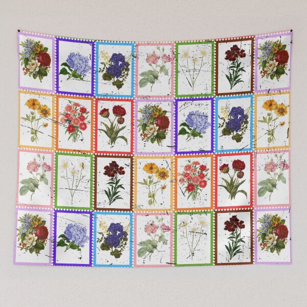 Item preview, Vintage Postage Stamp Floral Mosaic Pattern  designed and sold by Atlasoloji.