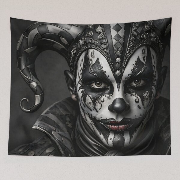 Item preview, Dark Harlequin Jester Portrait Gothic Masquerade Wall Art designed and sold by Kaleidoscope Print.