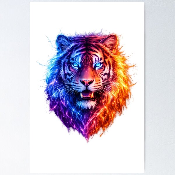 Item preview, Primal Spark - Elemental Cosmic Tiger designed and sold by Neon Wolf Studio.