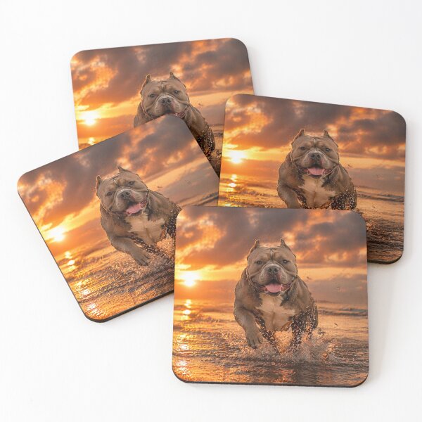 Item preview, American Bully Running at Sunset – Powerful Dog Aesthetic Design designed and sold by Inkmatic Studio.