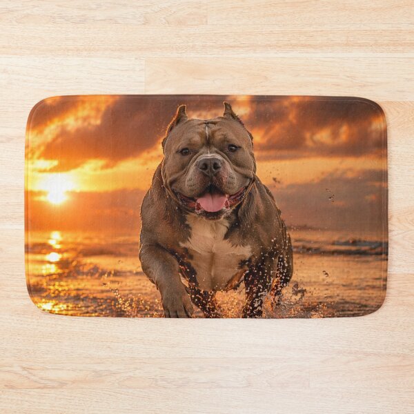 Item preview, American Bully Running at Sunset – Powerful Dog Aesthetic Design designed and sold by Inkmatic Studio.
