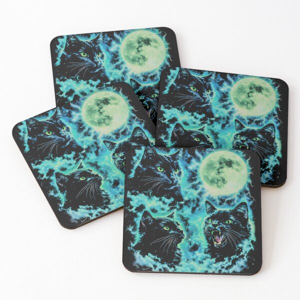 Item preview, Three Black Cats Full Moon Lightning Night Storm designed and sold by graphixpolash.