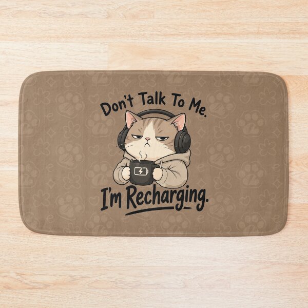 Item preview, Funny Introvert Cat – Don’t Talk To Me I’m Recharging Cute Cat Meme Design designed and sold by DustyModern.