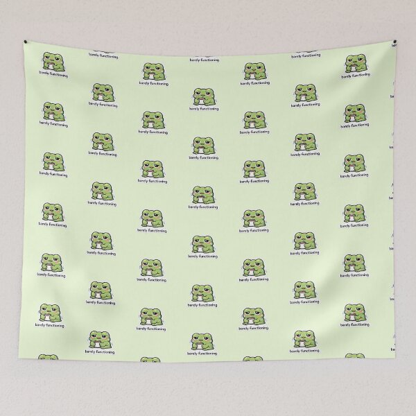 Item preview, Barely Functioning Frog Sticker – Funny Tired Frog Coffee Meme designed and sold by Qingtian814.