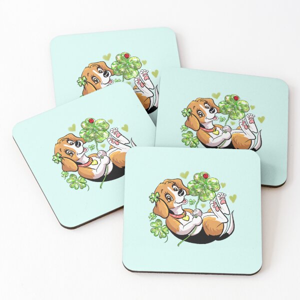 Item preview, Lucky Beagle Puppy With Four Leaf Clover designed and sold by TeamLouOfficial.