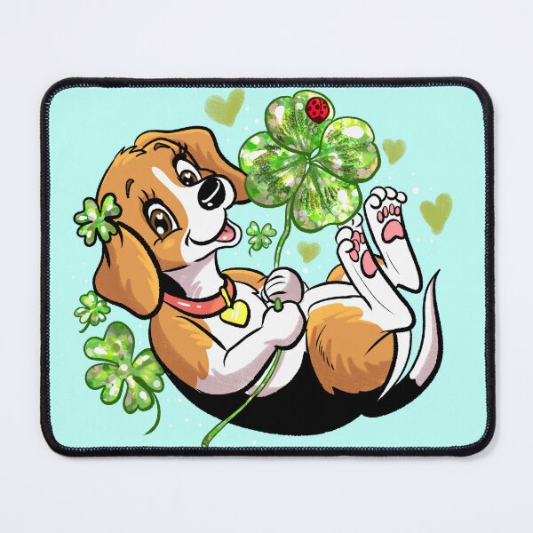 Item preview, Lucky Beagle Puppy With Four Leaf Clover designed and sold by TeamLouOfficial.