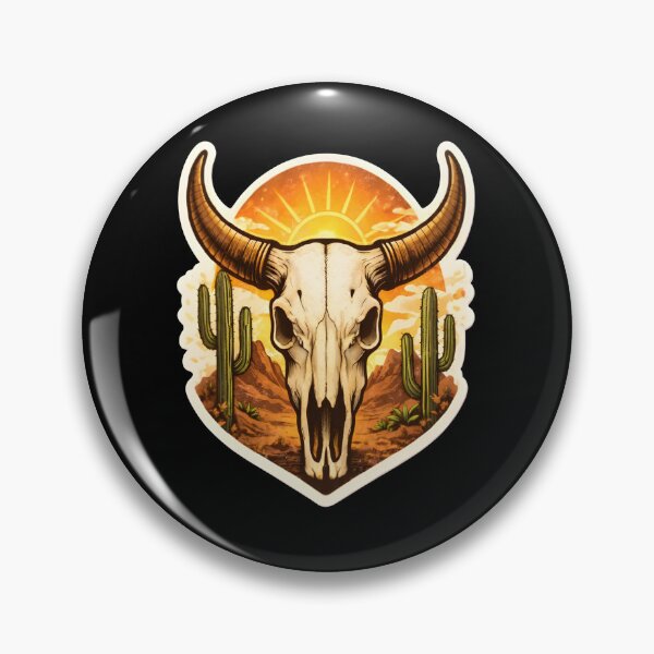 Item preview, Western Cow Skull Sunset Desert Cactus Boho Aesthetic Sticker designed and sold by GRYFFWEAR.